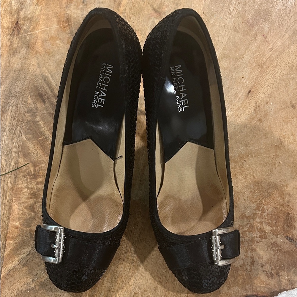 Michael Michael Kors💕Black Sequins Pumps Heels Womens Shoes Size 10
